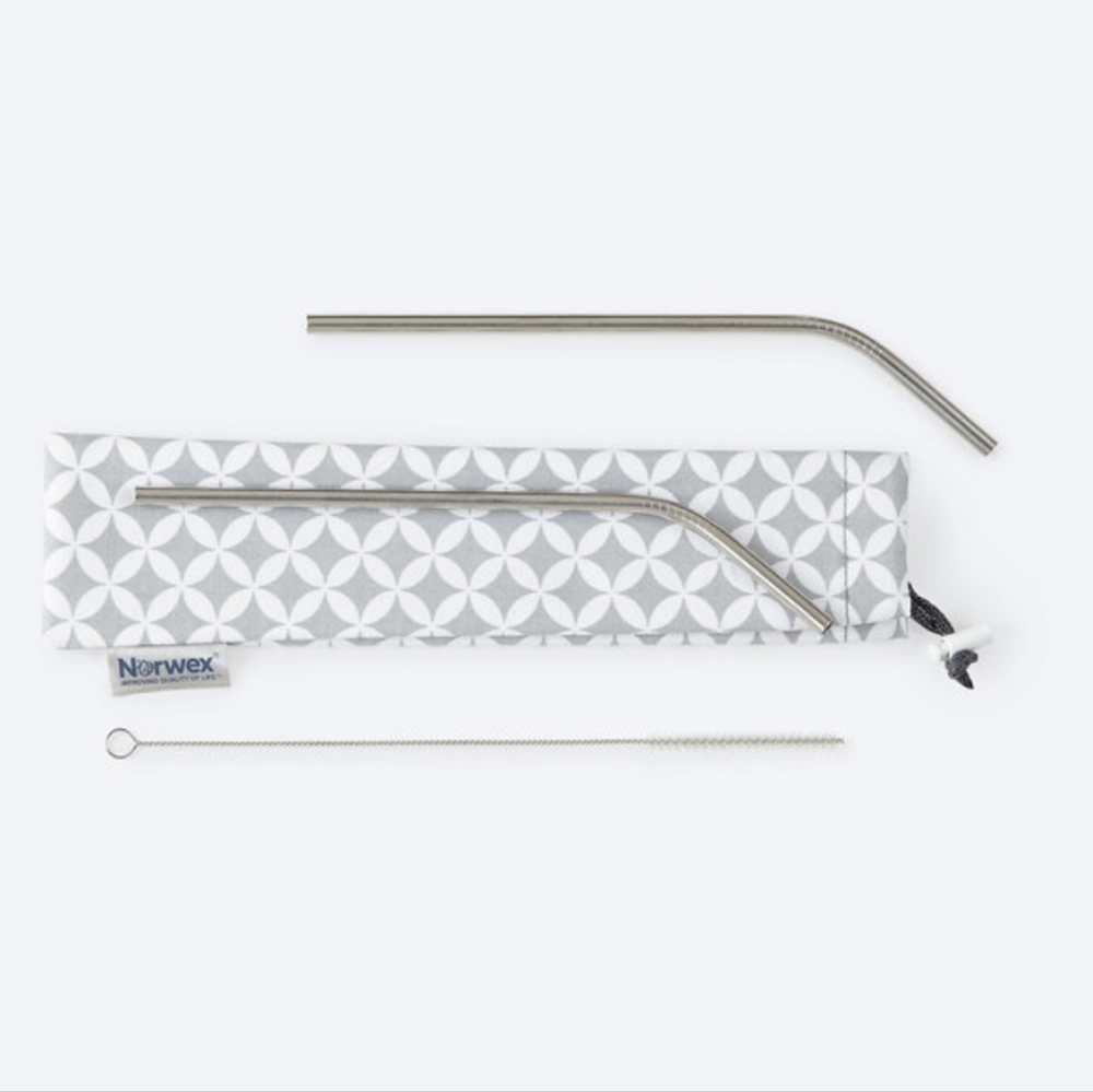 Norwex Stainless Steel Drinking Straws and Bag